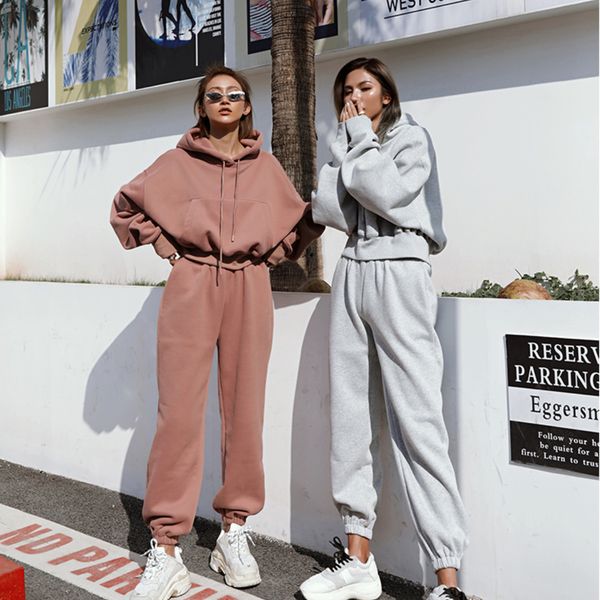 2 piece set fleece tracksuit women sets winter hooded long sleeve pocket female short hoodie suit autumn sports pants, Gray
2 piece set fleece tracksuit women sets winter hooded long sleeve pocket female short hoodie suit autumn sports pants, Gray