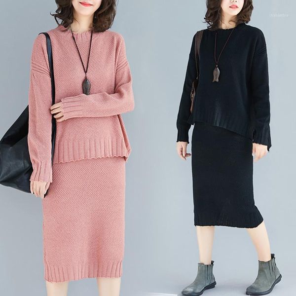 2020 autumn round neck loose knitted sweater suit skirt two-piece 2 piece set women pullover dress suit korea fashion streetwear1, Gray
2020 autumn round neck loose knitted sweater suit skirt two-piece 2 piece set women pullover dress suit korea fashion streetwear1, Gray