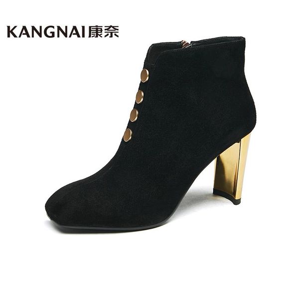kangnai women boots fashion trend high heels zipper square toe ladies ankle boots genuine leather martins autumn winter shoes, Black
kangnai women boots fashion trend high heels zipper square toe ladies ankle boots genuine leather martins autumn winter shoes, Black