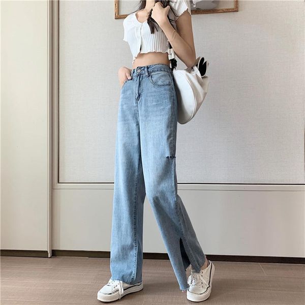 women's jeans alien kitty women 2021 autumn slit pants straight full length wide leg split high waist casual all-match female trousers, Blue
women's jeans alien kitty women 2021 autumn slit pants straight full length wide leg split high waist casual all-match female trousers, Blue