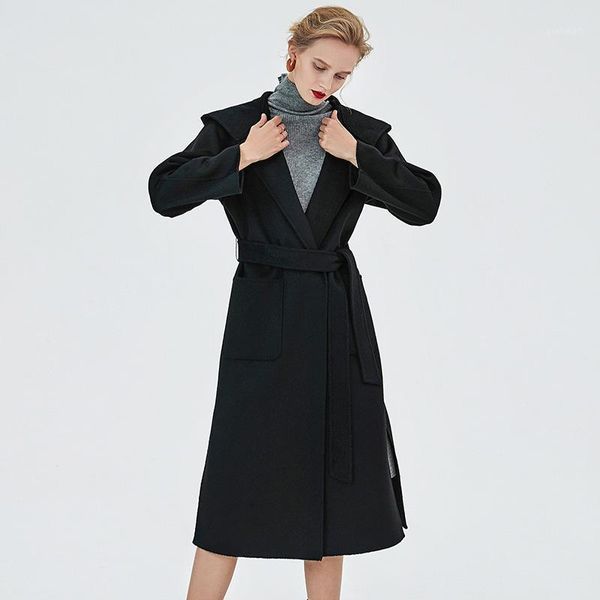 women's wool & blends water wave double-faced cashmere coat women's hooded lace-up waist woolen womens winter coats1, Black
women's wool & blends water wave double-faced cashmere coat women's hooded lace-up waist woolen womens winter coats1, Black