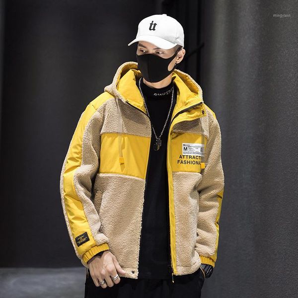 letahou men's wear new ins trend in autumn and winter 2019 hooded men's jacket solid color pasted lamb wool coat for men1, Black;brown
letahou men's wear new ins trend in autumn and winter 2019 hooded men's jacket solid color pasted lamb wool coat for men1, Black;brown