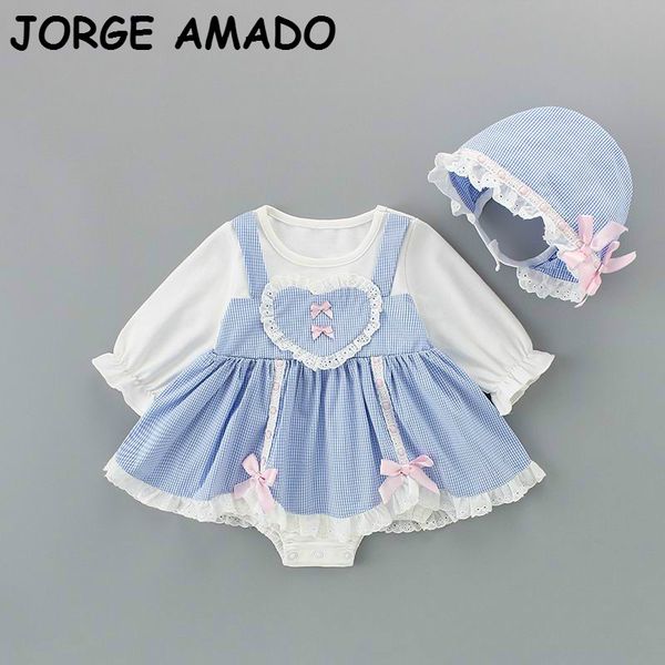 2020 autumn baby girl lolita bodysuit blue plaid long sleeve fashion romper dresses with cap newborn clothes 0-2y e6360
2020 autumn baby girl lolita bodysuit blue plaid long sleeve fashion romper dresses with cap newborn clothes 0-2y e6360