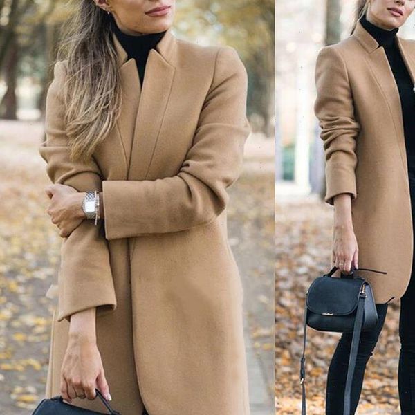 2021 elegant long womens coat lapel belted jackets solid color coats female outerwear woolen long coat plus size cardigan, Black
2021 elegant long womens coat lapel belted jackets solid color coats female outerwear woolen long coat plus size cardigan, Black