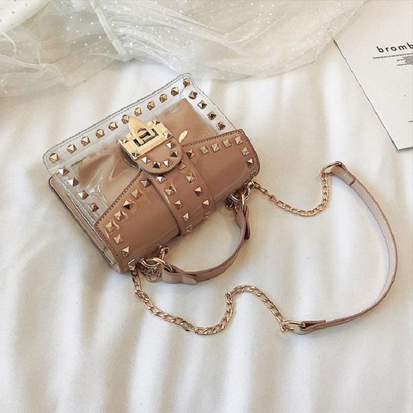 small clear purses brand designer woman new fashion messenger bag chain shoulder bag female rivets transparent square pu handbag
small clear purses brand designer woman new fashion messenger bag chain shoulder bag female rivets transparent square pu handbag
