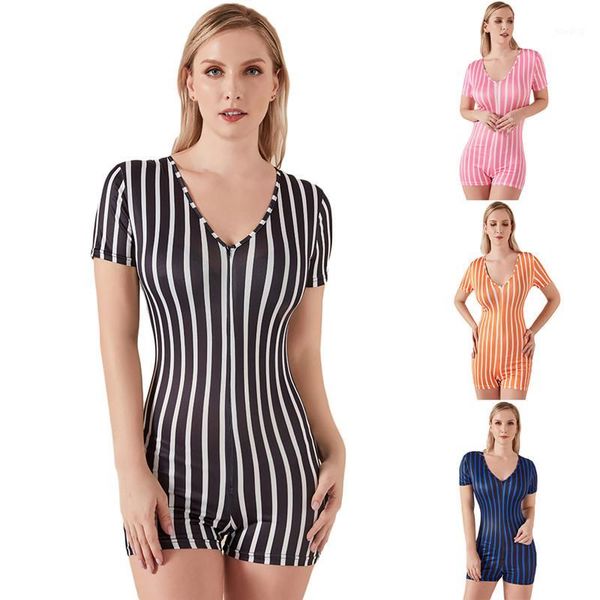 fashionable women's jumpsuit tight-fitting v-neck stripes short sleeve bandage jumpsuit casual wild zipper1, Black;white
fashionable women's jumpsuit tight-fitting v-neck stripes short sleeve bandage jumpsuit casual wild zipper1, Black;white