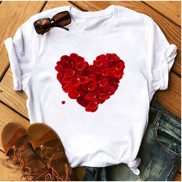 women's t-shirt aowof ladies red rose heart printed funny short sleeve 90's kawaii ulzzang valentine's day gift, White
women's t-shirt aowof ladies red rose heart printed funny short sleeve 90's kawaii ulzzang valentine's day gift, White