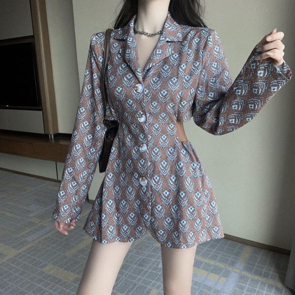 women's suits & blazers autumn women print fashion hollow out back femme coats, White;black
women's suits & blazers autumn women print fashion hollow out back femme coats, White;black