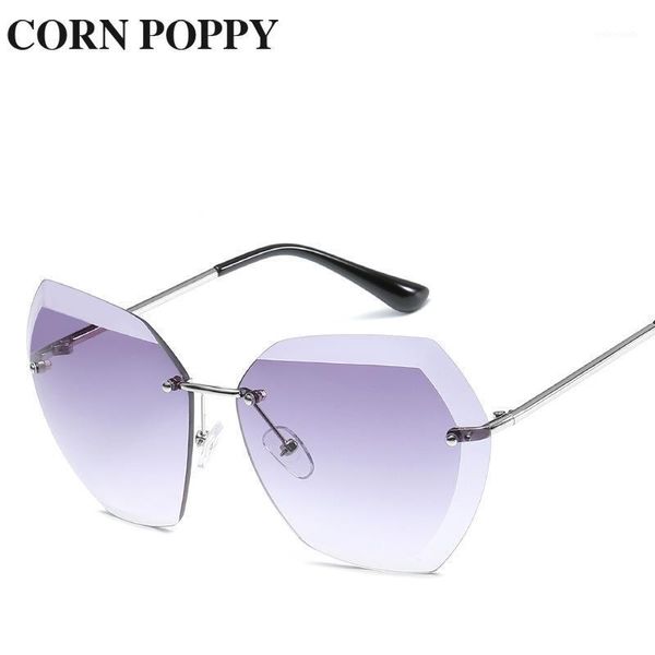 new style ocean piece sunglasses european and american fashion glasses rimless metal sunshade glasses for woman1, Silver 
new style ocean piece sunglasses european and american fashion glasses rimless metal sunshade glasses for woman1, Silver