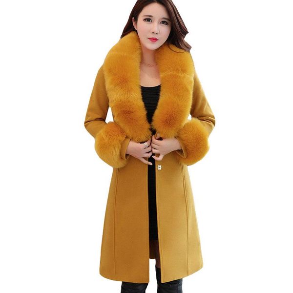women's wool & blends artificial fur collar coats women winter thicken woolen fashion warm slim jackets overcoats, Black
women's wool & blends artificial fur collar coats women winter thicken woolen fashion warm slim jackets overcoats, Black