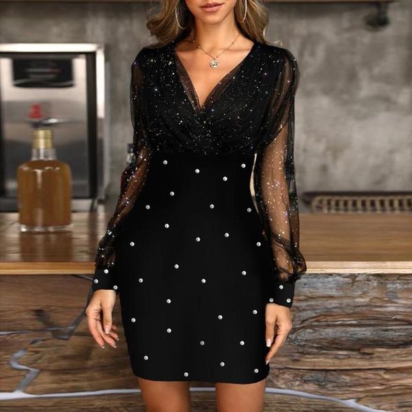 sequins mesh wonen dress 2021 summer female v-neck black retro elegant party culb dresses long sleves femme robe vestidos, Black;gray
sequins mesh wonen dress 2021 summer female v-neck black retro elegant party culb dresses long sleves femme robe vestidos, Black;gray