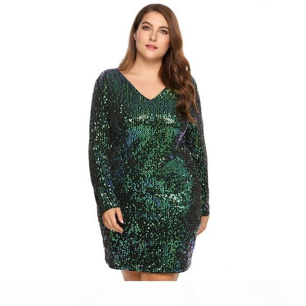 women's dress plus size deep v-neck long sleeve sequined bodycon cocktail club sheath loose ladies females dresses, Black;gray
women's dress plus size deep v-neck long sleeve sequined bodycon cocktail club sheath loose ladies females dresses, Black;gray