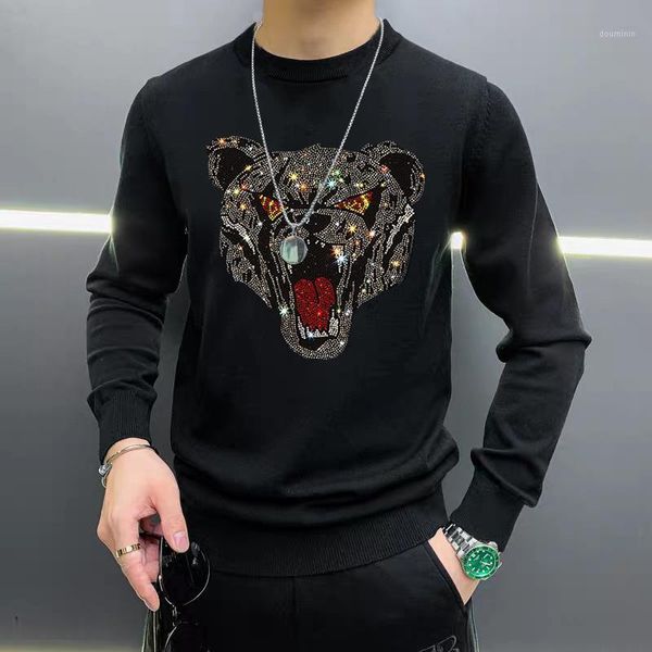new men's sweater round neck drill bear warmth and comfort lovers knitted long-sleeved pullover woolen clothes 1, White;black
new men's sweater round neck drill bear warmth and comfort lovers knitted long-sleeved pullover woolen clothes 1, White;black