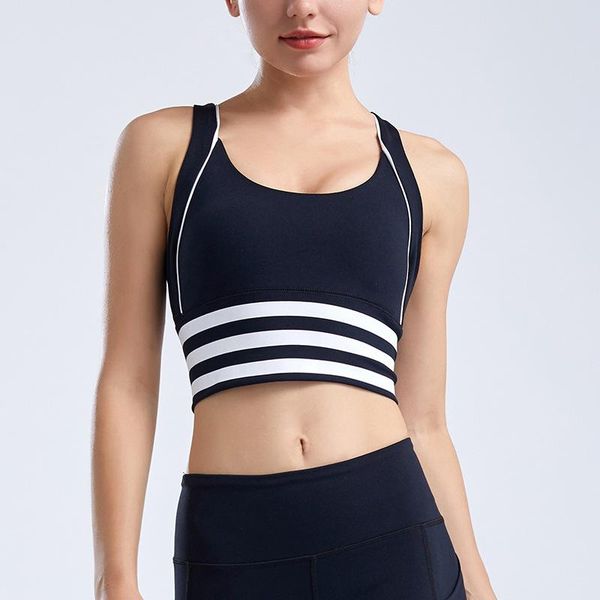 back cross adjustable buckle yoga vest with chest pad women patchwork strip workout running gym shockproof sports bra, White;red
back cross adjustable buckle yoga vest with chest pad women patchwork strip workout running gym shockproof sports bra, White;red