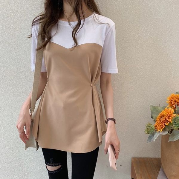 0od2v 2020 new fashion style splicing fake piece two short coat t-shirt sleeve t-shirt women's waist loose oqqph, White
0od2v 2020 new fashion style splicing fake piece two short coat t-shirt sleeve t-shirt women's waist loose oqqph, White