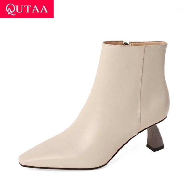 qutaa 2021 autumn winter zipper ankle boots pointed toe cow leather women shoes fashion thin high heel short boots big size34-431, Black
qutaa 2021 autumn winter zipper ankle boots pointed toe cow leather women shoes fashion thin high heel short boots big size34-431, Black