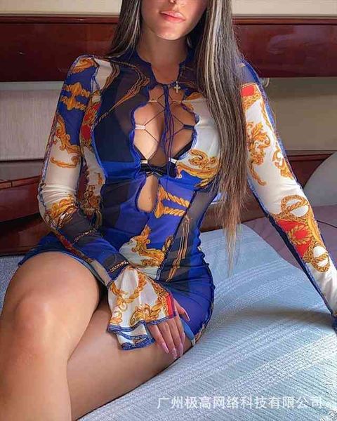 european and american womens wear summer print hollow tie dress lady dresses, Black;gray
european and american womens wear summer print hollow tie dress lady dresses, Black;gray