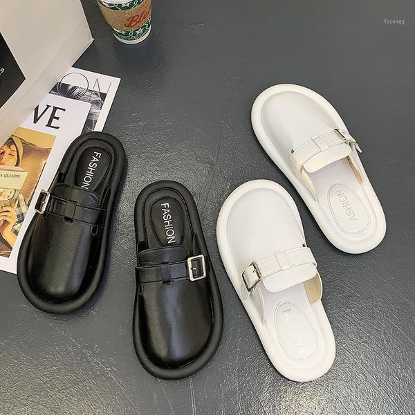 toe closed half slippers women pu leather mules slides casual shoes flats 2021 spring new black/white mules slippers1
toe closed half slippers women pu leather mules slides casual shoes flats 2021 spring new black/white mules slippers1