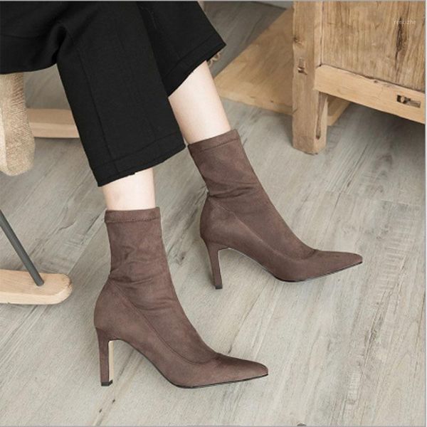 boots women's women snow motorcycle casual shoes suede elastic1, Black