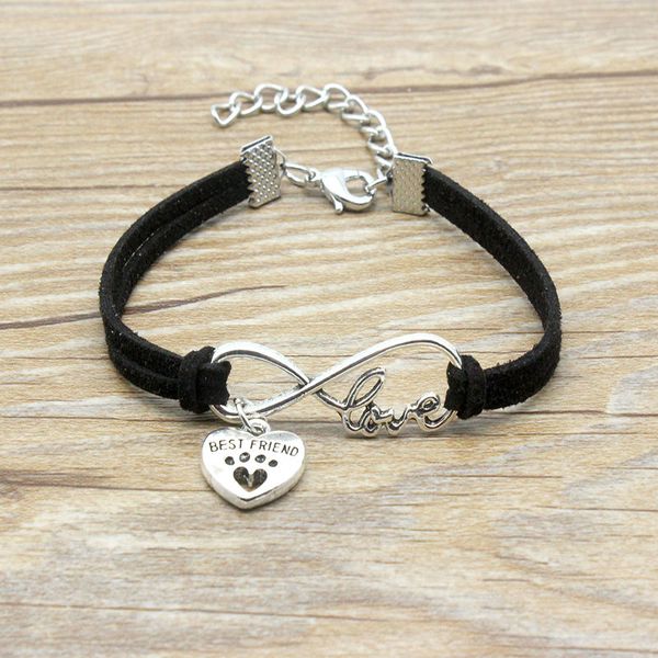 infinity love friend heart dog paw charm bracelet suede leather adjustable bracelets women girl minimalist jewelry, Golden;silver
infinity love friend heart dog paw charm bracelet suede leather adjustable bracelets women girl minimalist jewelry, Golden;silver