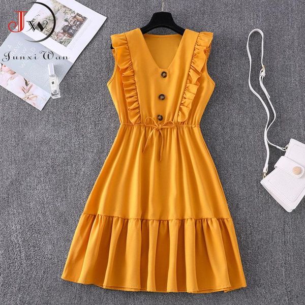 women solid summer dress v-neck ruffles sleeve female elegant party dress streetwear robe fashion a-line chiffon sundress, Black;gray
women solid summer dress v-neck ruffles sleeve female elegant party dress streetwear robe fashion a-line chiffon sundress, Black;gray