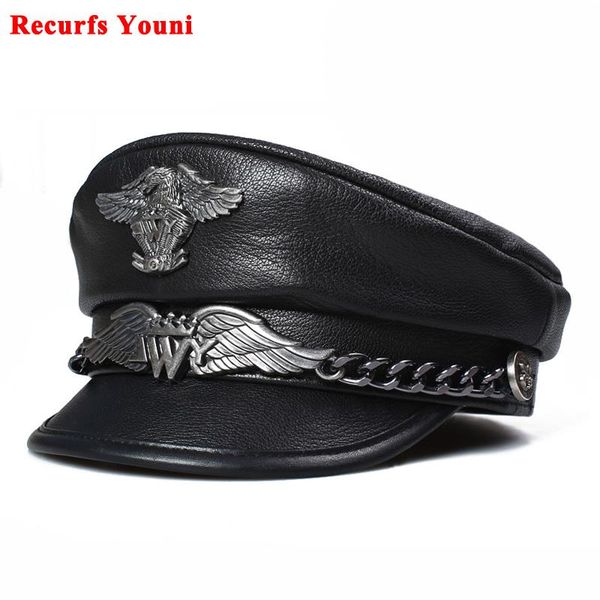 wide brim hats exclusive german cap man genuine leather flat hat korean fashion eagle mark chain punk locomotive casquette male, Blue;gray
wide brim hats exclusive german cap man genuine leather flat hat korean fashion eagle mark chain punk locomotive casquette male, Blue;gray