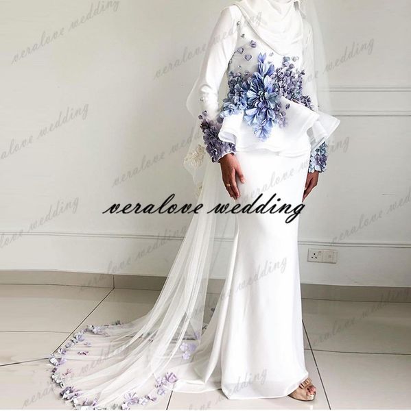 handmade flowers malay wedding dress long sleeves saudi arabic bridal gowns for malaysia muslim formal reception party gowns, White
handmade flowers malay wedding dress long sleeves saudi arabic bridal gowns for malaysia muslim formal reception party gowns, White
