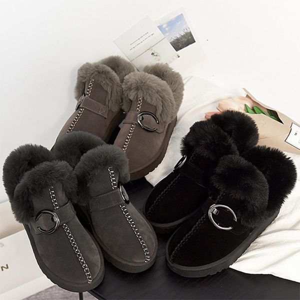 women fluffy fur short boots warm winter plush ankle boot ladies slip on platform shoes female flat outdoor casual snow shoe, Black
women fluffy fur short boots warm winter plush ankle boot ladies slip on platform shoes female flat outdoor casual snow shoe, Black