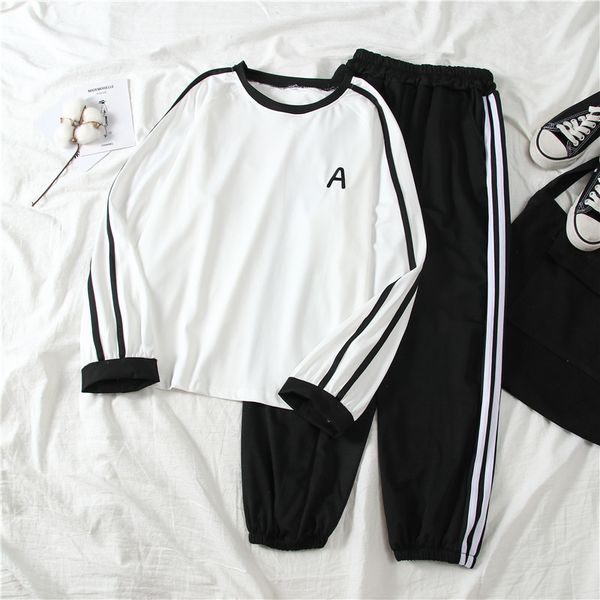 striped two piece set women long sleeve letter printed tshirt + pants suit casual female tracksuit autumn sportwear clothes 201119, White
striped two piece set women long sleeve letter printed tshirt + pants suit casual female tracksuit autumn sportwear clothes 201119, White