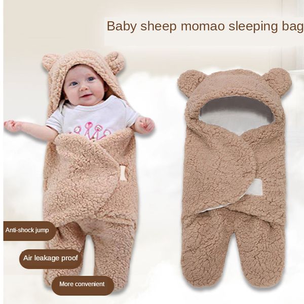 0-12 Months Autumn Baby Sleeping Bag Envelope For Newborn Baby Winter Swaddle Blanket Wrap Cute Sleeping Bags Solid Baby Bedding 201006