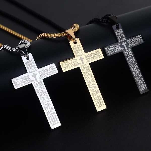 pendant necklaces gold black silver color cross bible mens necklace scripture our father in heaven for religious male jewelry
pendant necklaces gold black silver color cross bible mens necklace scripture our father in heaven for religious male jewelry