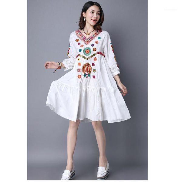 casual dresses bohemian sweet flower embroidery lantern sleeve v-neck knee-length 100% cotton dress female a-line white orange blue1, Black;gray
casual dresses bohemian sweet flower embroidery lantern sleeve v-neck knee-length 100% cotton dress female a-line white orange blue1, Black;gray