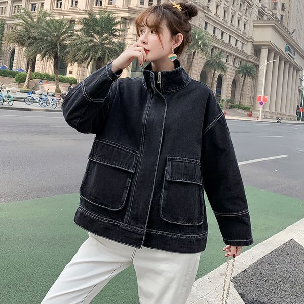 2021 for women autumn cotton vintage washed zipper denim loose long sleeve large pocket jacket boon, Black;brown
2021 for women autumn cotton vintage washed zipper denim loose long sleeve large pocket jacket boon, Black;brown