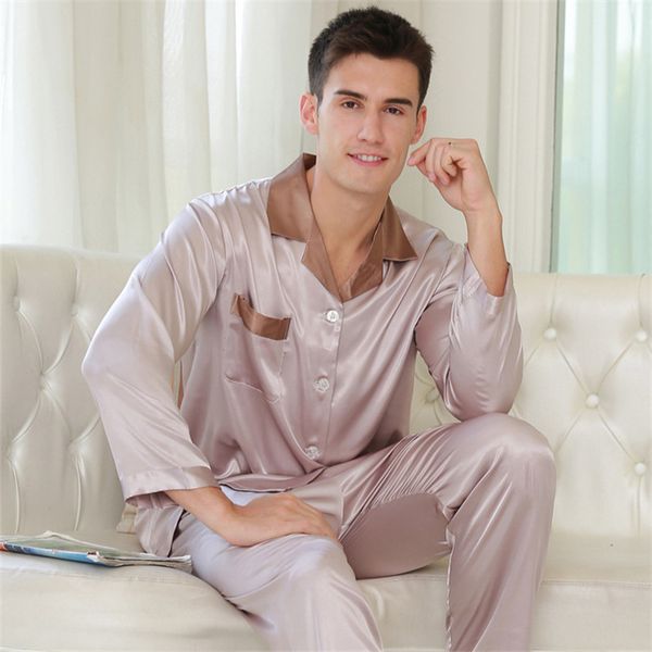 faux men pajamas fashion simple ice silk sleepwear male pure color long-sleeve pyjama pants sets two-pieces 5326, Black;brown
faux men pajamas fashion simple ice silk sleepwear male pure color long-sleeve pyjama pants sets two-pieces 5326, Black;brown