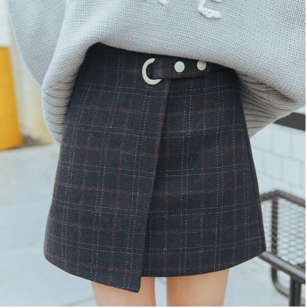 women skirt autumn winter thickened woolen plaid retro female cute skirts jupe femme faldas mujer moda, Black
women skirt autumn winter thickened woolen plaid retro female cute skirts jupe femme faldas mujer moda, Black