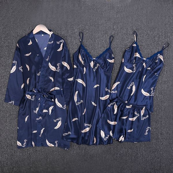lady print 4pcs robe set nightgown kimono bathrobe gown satin summer new sleepwear nightwear home clothes silky homewear y200429, Black;red
lady print 4pcs robe set nightgown kimono bathrobe gown satin summer new sleepwear nightwear home clothes silky homewear y200429, Black;red