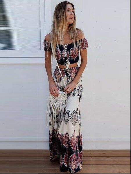 and long skirts women fashion sets bohemia off shoulder print boho style clothes, Gray
and long skirts women fashion sets bohemia off shoulder print boho style clothes, Gray