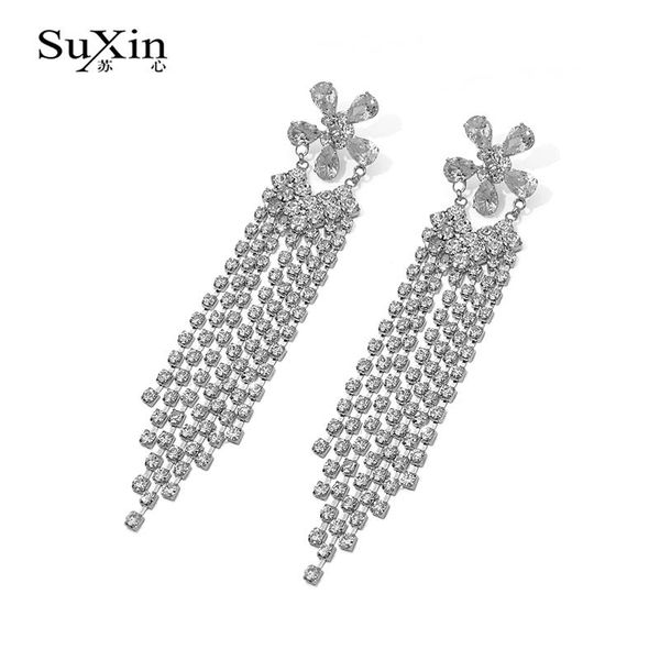 various korean fashion jewelry personality temperament crystal tassel earrings bridal earrings for women long oorbelle, Silver
various korean fashion jewelry personality temperament crystal tassel earrings bridal earrings for women long oorbelle, Silver