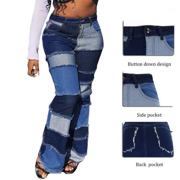 color block high waist flare 618 with pockets streetwear ladies trousers bell bottoms skinny denim jean pants adisputent1, Blue
color block high waist flare 618 with pockets streetwear ladies trousers bell bottoms skinny denim jean pants adisputent1, Blue