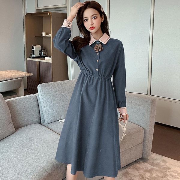 one-piece 2021 korean style spring autumn chic dress french casual temperament slim waist dress turn-down collar elegant dresses, Black;gray
one-piece 2021 korean style spring autumn chic dress french casual temperament slim waist dress turn-down collar elegant dresses, Black;gray