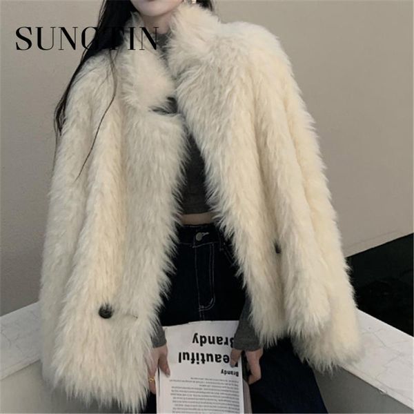 women's fur & faux sungtin elegant solid beige mink coat jecket 2021 warm winter women fashion loose furry streetewear, Black
women's fur & faux sungtin elegant solid beige mink coat jecket 2021 warm winter women fashion loose furry streetewear, Black