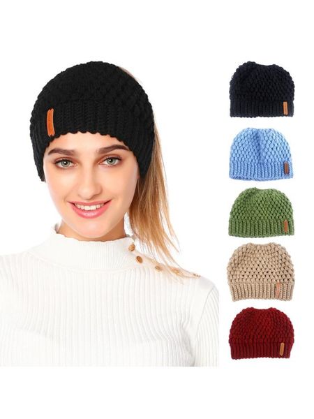 women chunky crochet knitted stretch beanie hat high messy bun solid color winter holey skull cap ear warmer, Blue;gray
women chunky crochet knitted stretch beanie hat high messy bun solid color winter holey skull cap ear warmer, Blue;gray