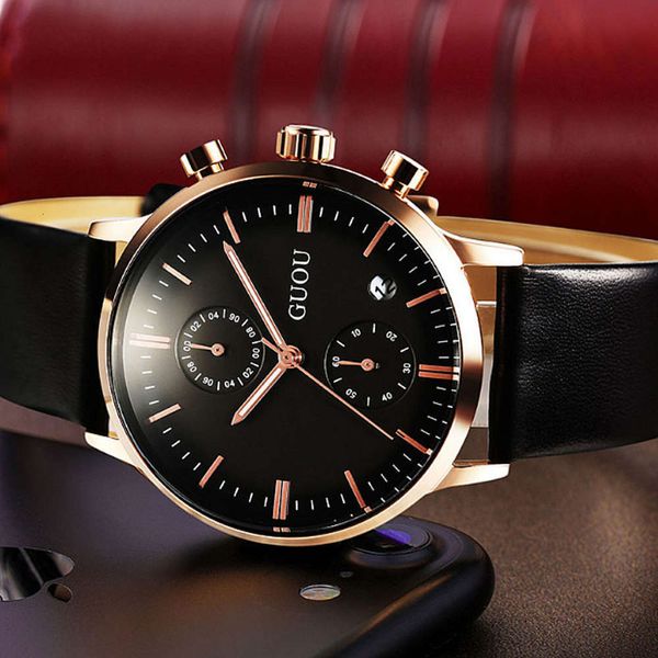 trend guou men's new fashion business watch leather strap calendar sports watch personality multi-function men's watch, Slivery;brown
trend guou men's new fashion business watch leather strap calendar sports watch personality multi-function men's watch, Slivery;brown
