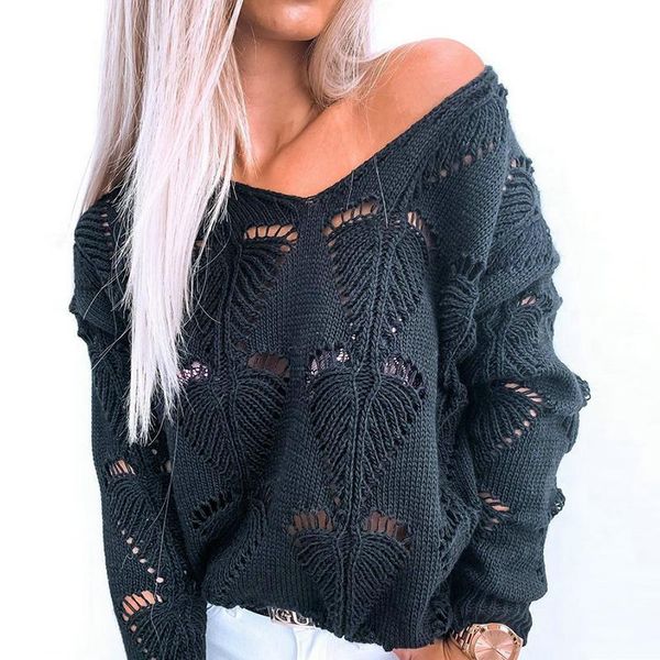 fashion women autumn winter sweaters hollow out design see throough v-neck solid color casual loose knitted sweater, White;black
fashion women autumn winter sweaters hollow out design see throough v-neck solid color casual loose knitted sweater, White;black