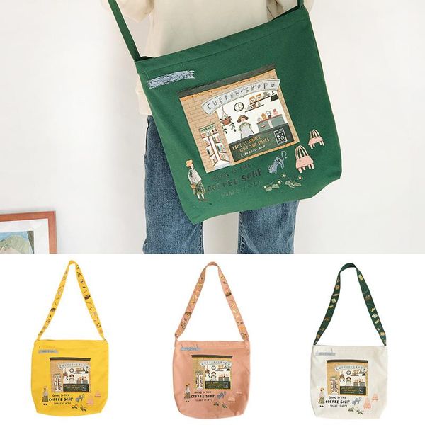 cotton canvas coffee shop illustrated eco bag messenger cross body bag by81128c
cotton canvas coffee shop illustrated eco bag messenger cross body bag by81128c