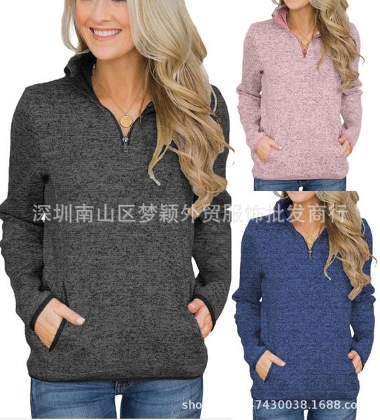 autumn and winter pullover women's solid color versatile long sve vertical collar zipper sweater top, Black
autumn and winter pullover women's solid color versatile long sve vertical collar zipper sweater top, Black