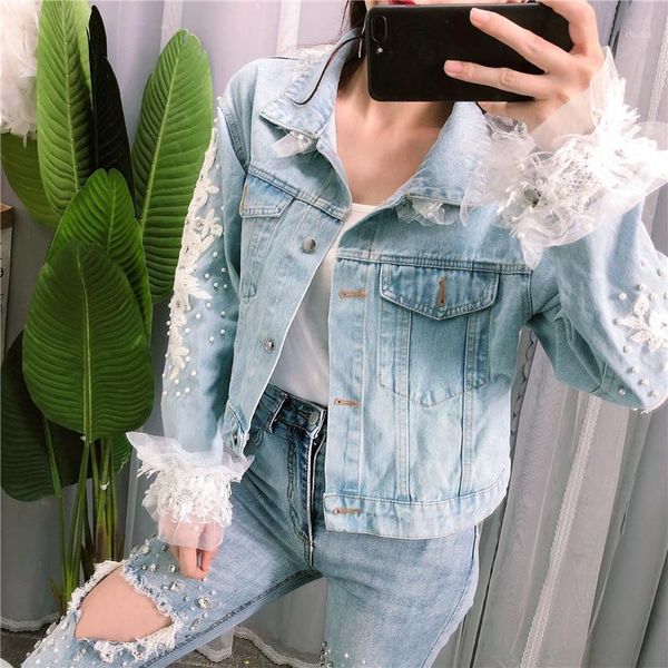 2020 new handmake beading lace mesh patchwork denim jacket women autumn slim coats women's short jackets surcoat loose crop, Black;brown
2020 new handmake beading lace mesh patchwork denim jacket women autumn slim coats women's short jackets surcoat loose crop, Black;brown