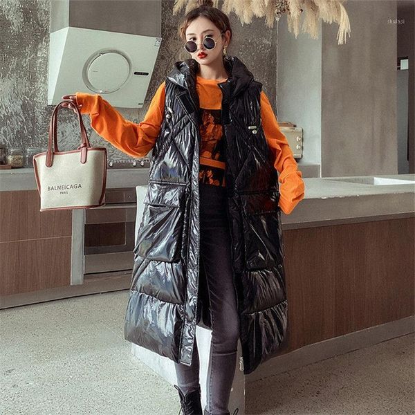 vest jacket trendy warm hooded sleeveless coat streetwear 2021 autumn and winter long down cotton waistcoat women's shiny1, Black;white
vest jacket trendy warm hooded sleeveless coat streetwear 2021 autumn and winter long down cotton waistcoat women's shiny1, Black;white