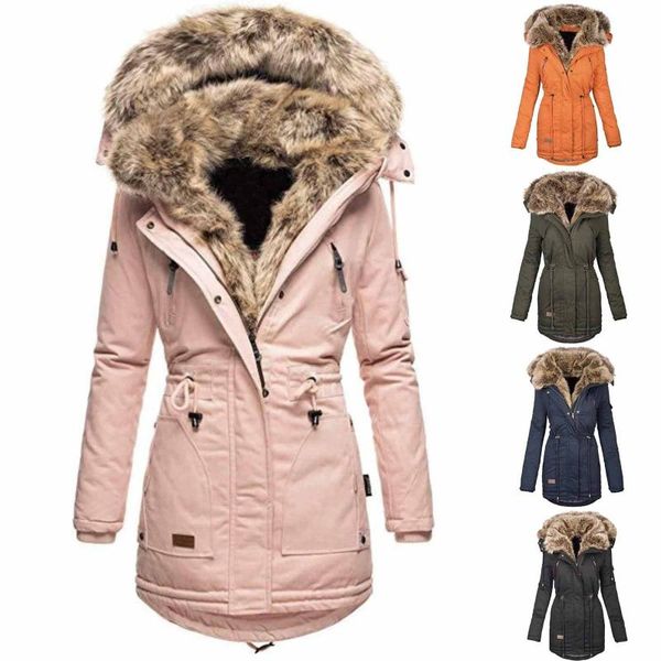 women's fur & faux women winter hooded plus fleece long coat thicken warm windproof sleeve solid color cotton padded outerwear, Black
women's fur & faux women winter hooded plus fleece long coat thicken warm windproof sleeve solid color cotton padded outerwear, Black