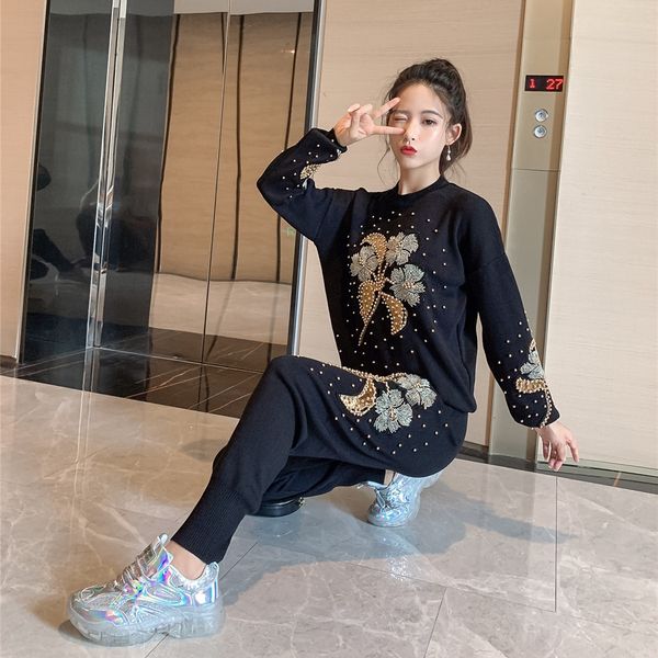 v23kp 2019 industry flower ankle autumn embroidery beaded fashion knitted suit two-piece autumn heavy industry heavy pants set ankle pants f, Gray
v23kp 2019 industry flower ankle autumn embroidery beaded fashion knitted suit two-piece autumn heavy industry heavy pants set ankle pants f, Gray